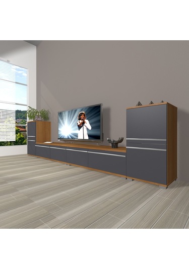 Decoraktiv Eko 9220t Mdf Tv Ünitesi Tv Sehpası Ceviz - Antrasit