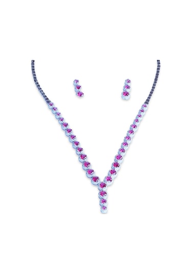Yuvarlak Taşlı Su Yolu Gümüş Set Gümüş
