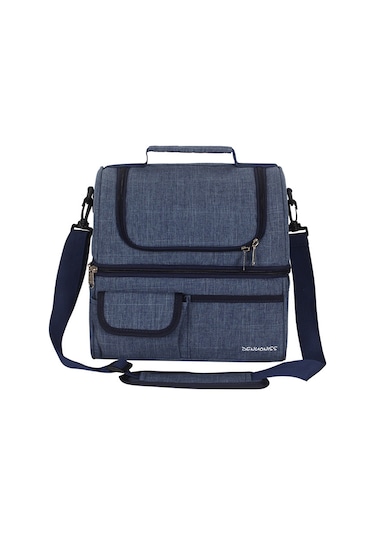 Ranyeek İki Bölmeli Isı Saklama Çanta, Islak Ve Soğuk Yemekleri Ayrı Tutabilir, Oxford Kumaş, Lacivert Renkli Çok Renkli