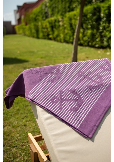 Menderes Home Cotton Collection Bukle Plaj Havlusu Çapa Mor