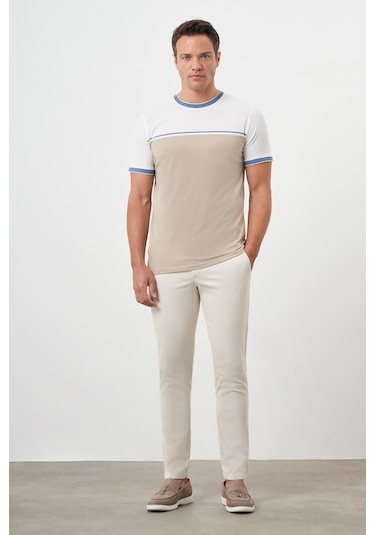 Morven Erkek Taş Yazlık Pileli Slim Fit Chino Pantolon Taş