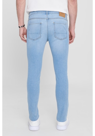 AC&Co / Altınyıldız Classics Ekstra Slim Fit Dar Kesim Pamuklu Riss Erkek Jean Kot Pantolon Mavi