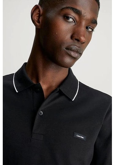 Calvin Klein Stretch Pıque Tıppıng Polo SIYAH Siyah