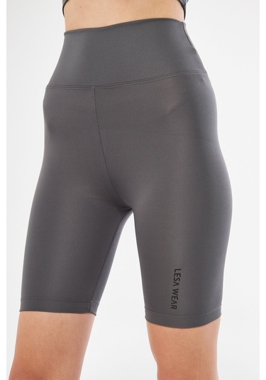 Lesa Wear Yüksek Bel Likralı Toparlayıcı Kısa Şort Tayt Antrasit