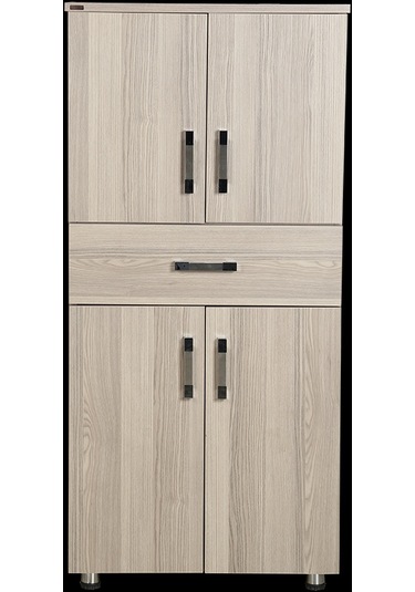 Çok Amaçlı Dolap 130 cm Hard Parlak CORDOBA Suntalem 4Raf 1Çekmece Kutuda sevk El Yapım Açık Kahverengi