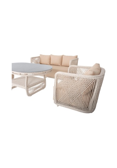 Psine Üçlü Rattan Bahçe Oturma Grubu 3+1+1+sehpalı Bahçe Takımı