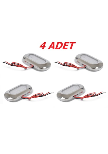 4'lü Tekne Merdiven Lambası. 12v. Krom Çerçeve. Beyaz. Aydınlatma Beyaz