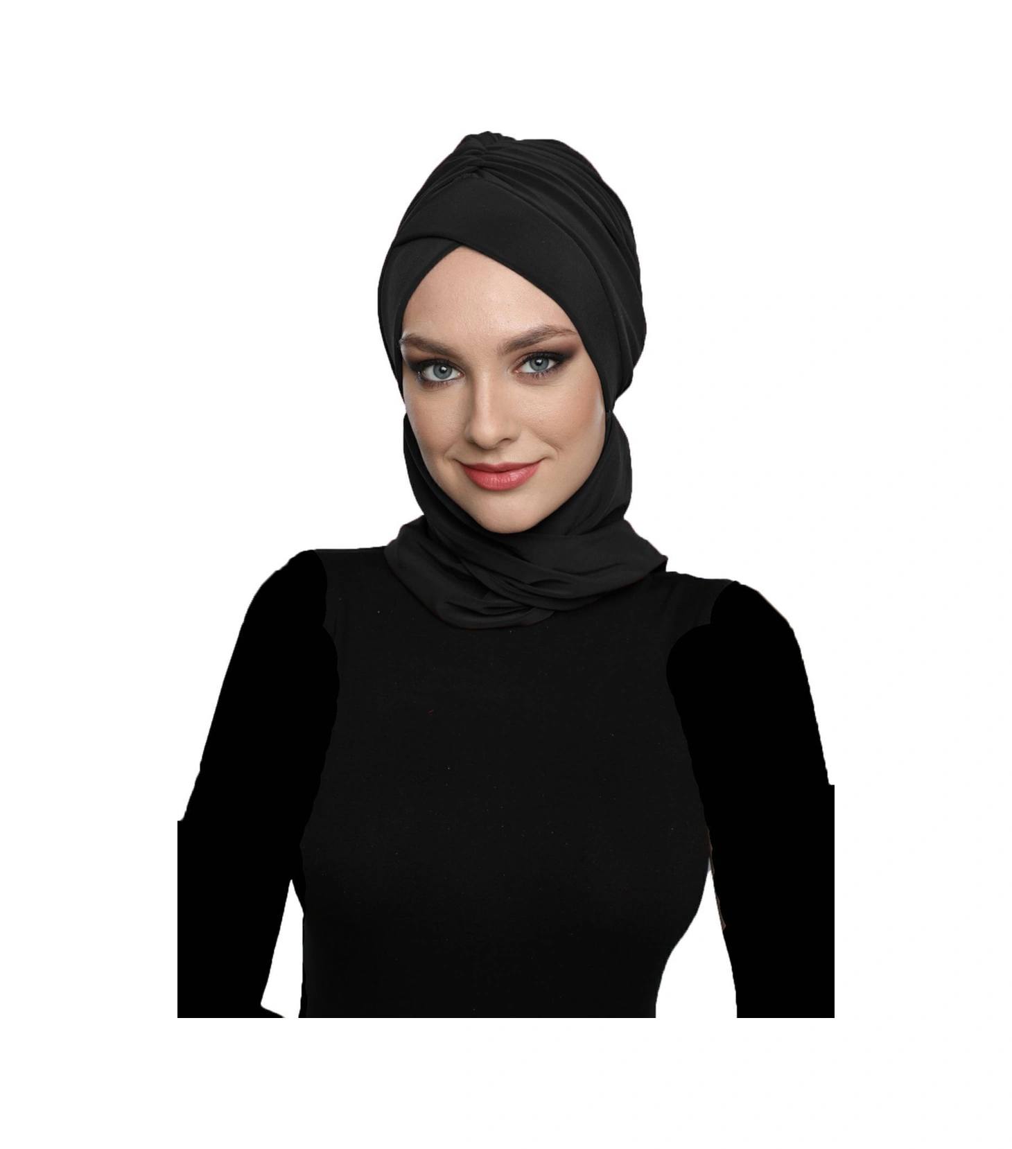 Kardelen Atkılı Astarlı Siyah Hazır Türban Tesettür Havuz Ve Dış Bone Siyah