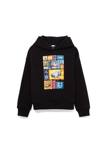 Cars Baskılı Erkek Çocuk Sweatshirt St08164 Siyah