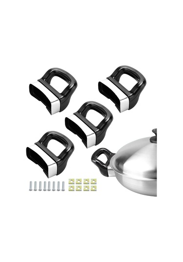 Wezone 4 Adet Siyah Metal Tencere Kolları - Basınç Tenceri Ve Sos Tenceri İçin Yerine Koyma Kolları, 1 Veya 2 Delikli Tiplere Uyumlu Siyah