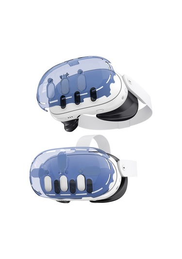 Jys Jys-mq012 Meta Quest 3 Vr Kılıf Kulaklık Aksesuarları Şeffaf Pc Kapak Kamera Lens Koruyucu - Şeffaf Mavi