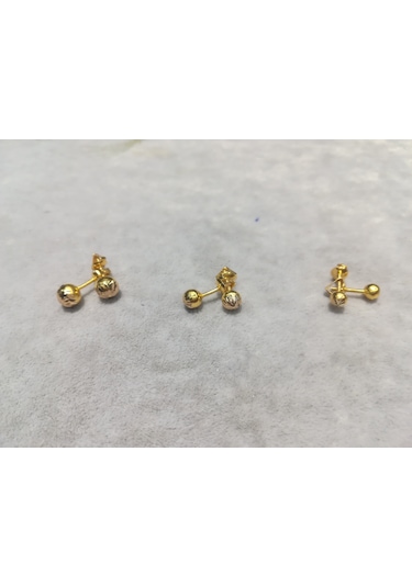 İdeal Sarraf 8 Ayar Altın Vidalı Top Küpe 0.47 Gr 0.5 Mm