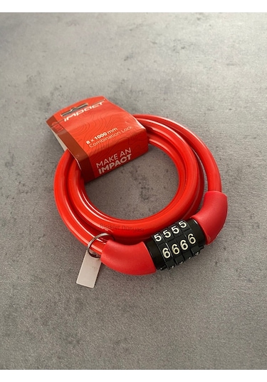 Impact Şifreli Bisiklet Kilidi 8 x 1000 MM Kırmızı Kırmzı