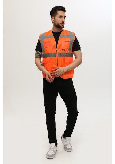 Uniprom Yelek Yönetici Ikaz Yeleği Reflektörlü Neon Turuncu