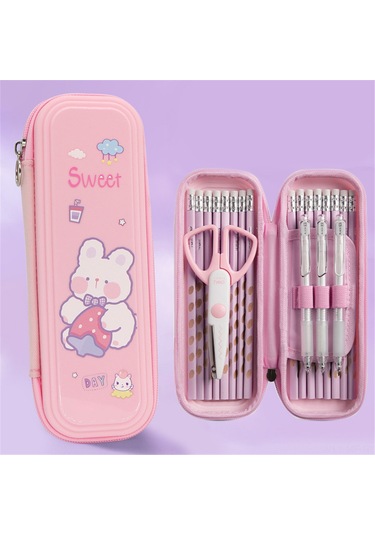 3 Katmanlı Kalemlik, Büyük Kapasiteli Öğrenci Çizgi Film Kırtasiye Kutusu, Astronot Baskılı Kalemlik 22x8x4cm Sadece Kalemlik, Aksesuar Yok