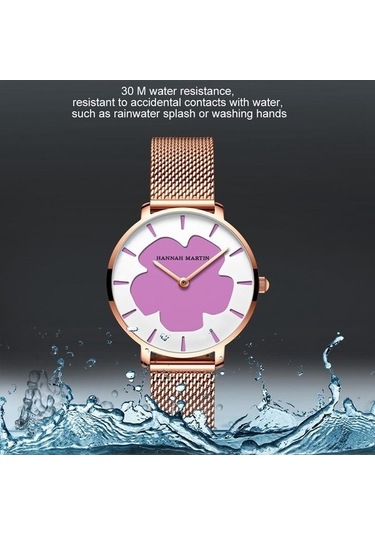 Novahub Mor Değişen Çiçekler Kadın Kol Saati - Basit Moda Pembe Örgü Kemer, Japon Hareketli Su Geçirmez Kuvars Saat Çok Renkli