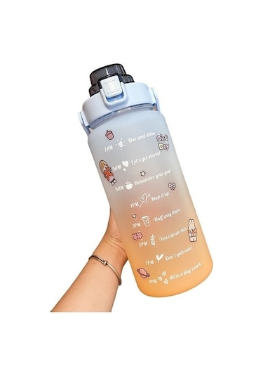Wb 2000 Ml Büyük Kapasiteli Spor Su Şişesi 4mvjup Lacivert - Turuncu