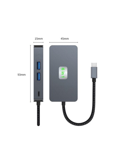 Venturemart 6sı 1 Arada Usb C Hub Usb 3.2 Tip C Hub Gigabit+usb3.2 10gbps +4k/60hz Hd+pd100w Hızlı Şa