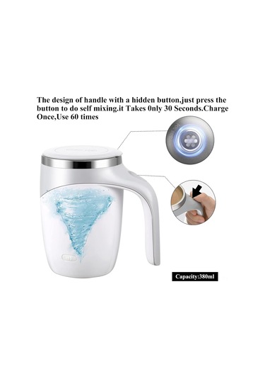 Tenfowee Şarjlı Beyaz Manyetik Karıştırıcı, Çift Duvarlı Isı Saklama, Leak-proof Paslanmaz Çelik Seyahat Bardak Beyaz