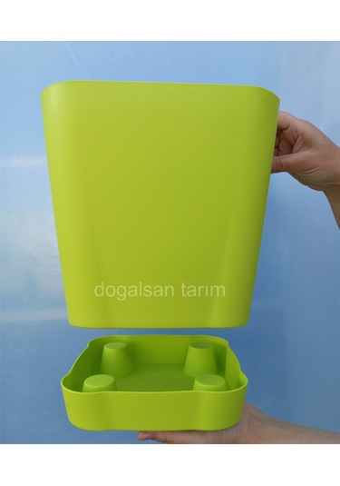 8,8 Lt Fıstık Yeşili Renk Safir Saksı Kare Saksı Dekoratif Saksı