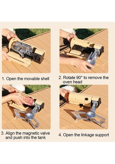 Ebitda Taşınabilir Kamp Soba Brülör Açık Piknik Pişirme Katlanır Gaz Sobası 001 Altın