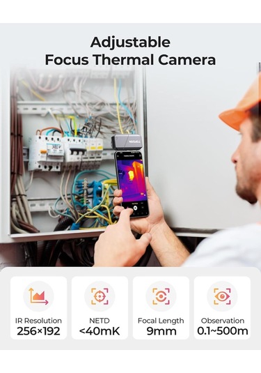 Topdon Ts001 256x192 Ir Çözünürlüklü Termal Kamera Android İçin 9mm Ayarlanabilir Odaklı Lensli