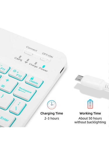 Çıkarılabilir Rgb Arka Aydınlatmalı Klavye Çok Renkli Uyumlu Samsung Galaxy Tab A9+ Deri Kılıf