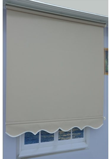 Kalın Keten Stor Zebra Güneşlik Perde Etekli Alüminyum Kasa & Boru, Ithal Kumaş Bej