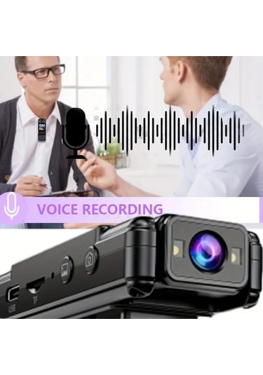 Dashanshop 1pc Yııyry 180 Dönebilir Lens Lcd Ekranlı Gece Görüşlü Usb Şarjlı Mini Giylebilir Kamera