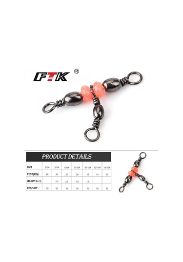 50/adet Üç Yollu Balıkçılık Konektörü Varil Döner Yapış Halka Boncuklu Balıkçılık Kanca Cazibesi Hattı Balıkçılık Aksesuarları 10 12 -50pcs