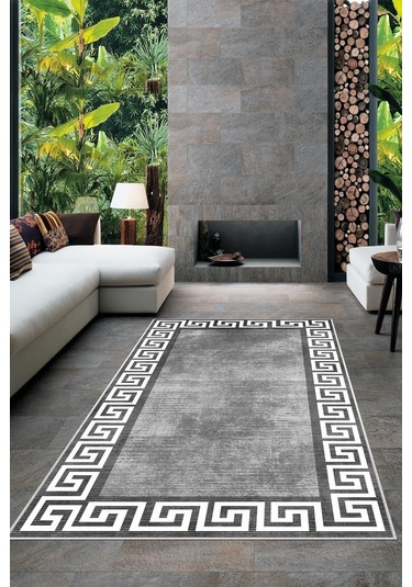 West Home Dijital Baskı Yıkanabilir Kaymaz Taban Salon Halısı Mutfak Halısı Yolluk Ve Banyo Paspası Wh 281 Grey