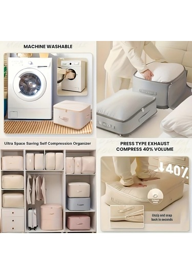 Honeybeeshop Gri Ekstra Buyuk Kapasiteli Ev Tipi Kompresyon Saklama Cantasi Giysi Ve Yorganlar İcin Uygun