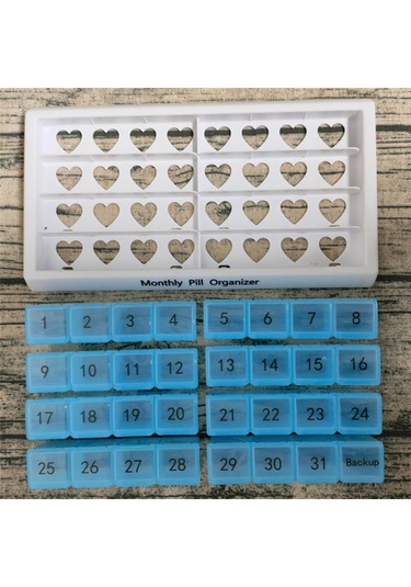 Anjiexun Aylık Hap Düzenleyici 31 Bölmeli, Hap Düzenleyici, Siyah Siyah