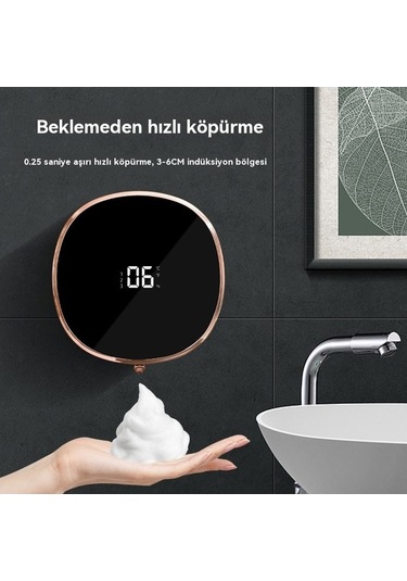 Novahub Dokunmasız Köpük Sabunluk, Otomatik Sensörlu, Beyaz Duvara Montaj Beyaz