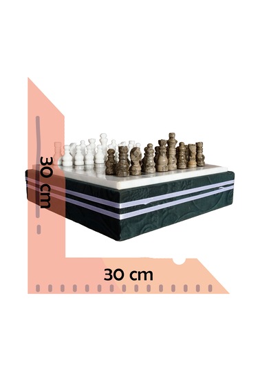 El Yapımı Fosilli Doğal Taş Satranç Takımı Premium Kalite