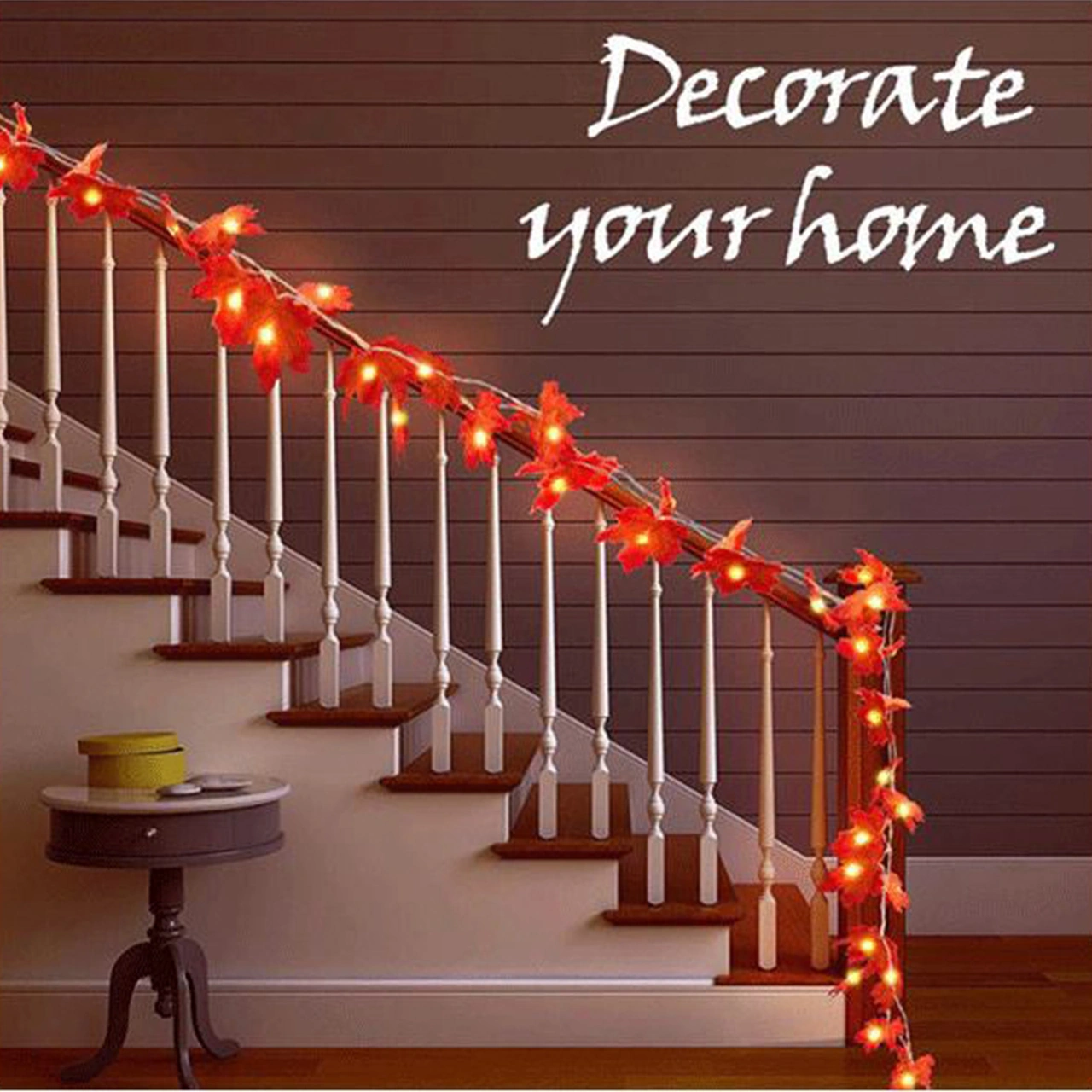 Konesam 6m 40 Led Aküli Akü Yok Turuncu Akçaağaç Yapraklı Işık Zinciri - Ip65 Su Geçirmez, Çeşitli Mekanlar İçin Diğer