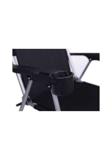 Alin Metal Kamp Sandalyesi 2''li Lüks Bardaklı Kamp Sandalyesi Ve Masa Set Puy-01 Siyah Siyah