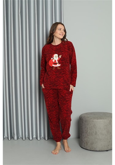 Akbeniz Welsoft Kadın Polar Sevgili Kombini Pijama Takımı 50125 Tek Takım Fiyatıdır - Xl Kırmızı