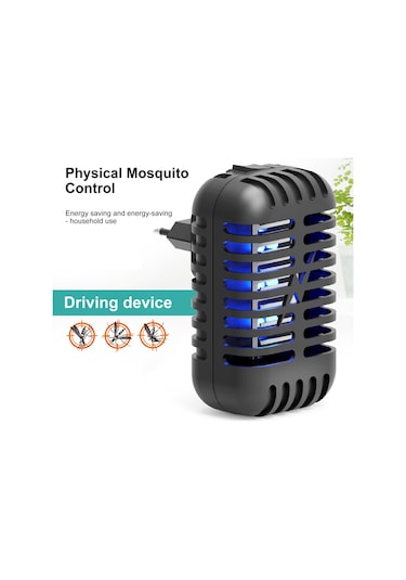 Xiyyadms Ev İçin Mini Moskito Öldürücü Lambası - Mor Işık Dalga Çekirdekli Elektrikli - Sessiz Çalışma - Güvenli Kafes - Siyah - Avrupa Standartı 110v-240v Siyah