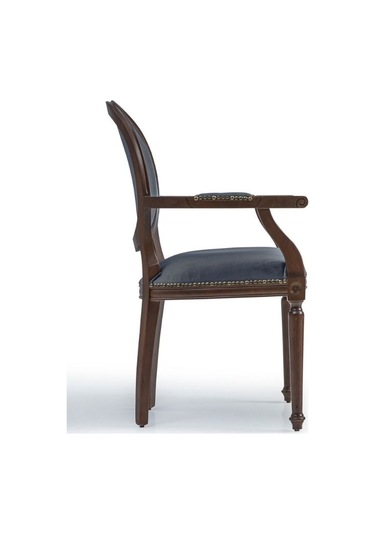 Madalyon Kolçaklı Ahşap Klasik Sandalye Ceviz - Gri