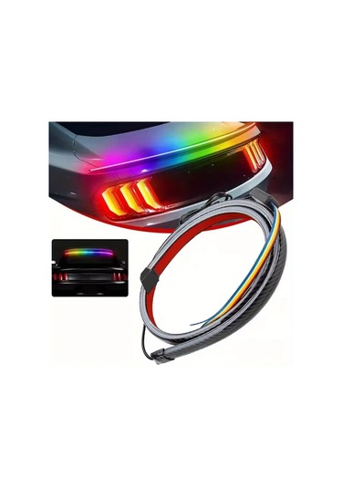 Xuweiwei 51.18inch Renkli Led Araç Şerit Işığı Karbon Fiber Led Spoiler Işık Universal Araç Kuyruk Kanat Dekorasyon Işık Şeridi Pilsiz
