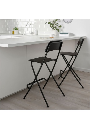 Bar Sandalyesi, Siyah Meridyen 63 Cm, Katlanabilir Bar Sandalye Siyah