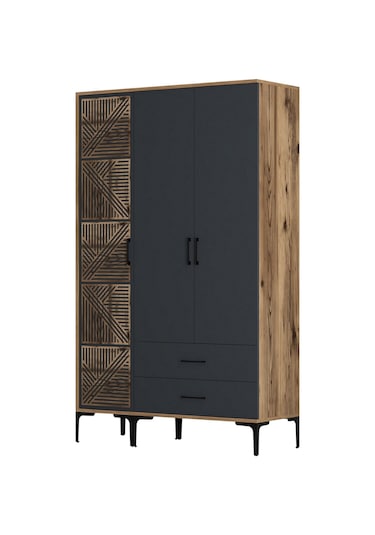 Variant Kumsal 3 Kapılı Pt Gardrop - Ceviz / Antrasit