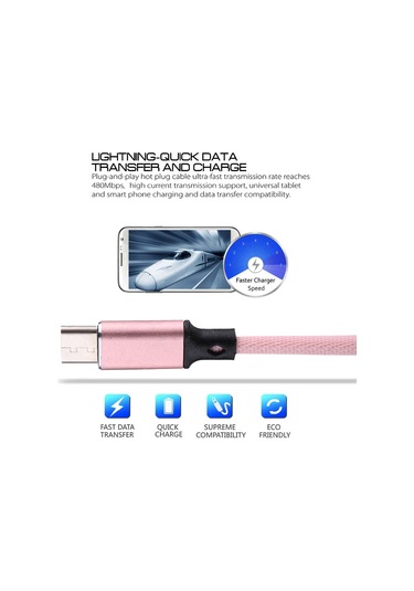 1m 2a Çıkış Usb To Usb-c / Type-c Nişan Dokulu Veri Senkronizasyon Ve Şarj Kablosu Pembe