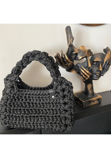 Siyah Yazlık Mini Kadın El Çantası Siyah