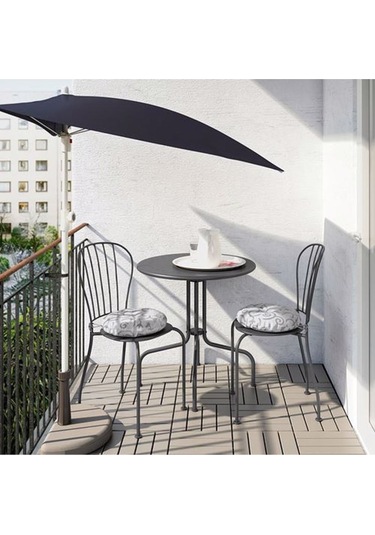 Yuvarlak Balkon-bahçe Masası Gri, Meridyendukkan 70 Cm Lackö Masa 2-4 Kişilik Metal