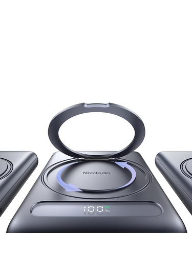 Mcdodo Mc-8361 5000mah 20w 360 Halka Standlı Metal Manyetik Power Bank siyah