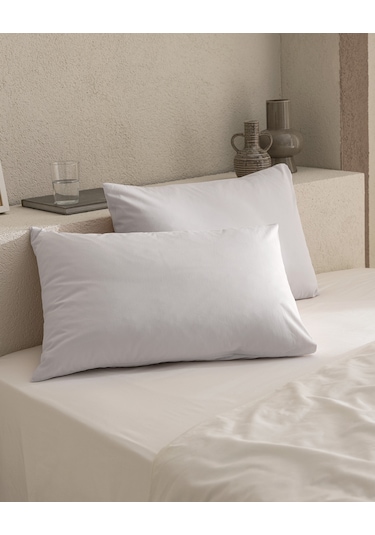 Madame Coco Manon %100 Pamuk Ranforce Düz 2'li Yastık Kılıfı Seti - Taş Taş