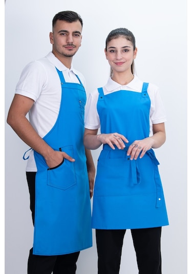 Düz Unisex Ayarlanabilir Çift Cepli Önlük Çok Renkli
