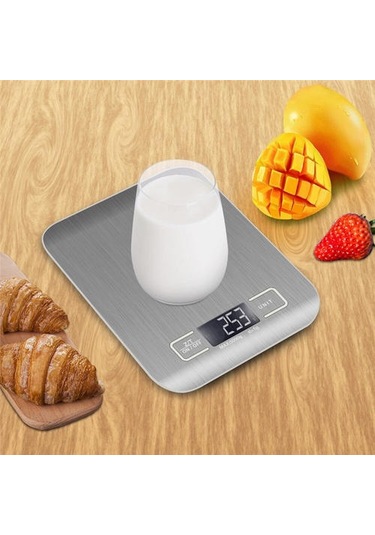 Paslanmaz Çelik Pişirme Tartı Mutfak Ölçeği 5 Kg Oz / Ml / Lb / G Dijital Ölçekli Gıda Diyet Dengesi Ölçüm Lcd Elektronik Ölçek Ahşap